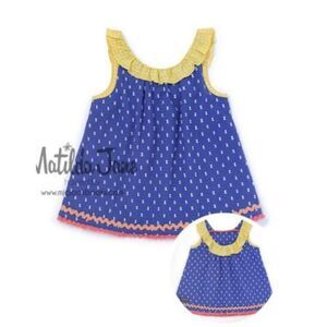 Matilda Jane 6 Wheelbarrow Race Tunic Top Blue Yellow Swiss Dot Adventure Begins